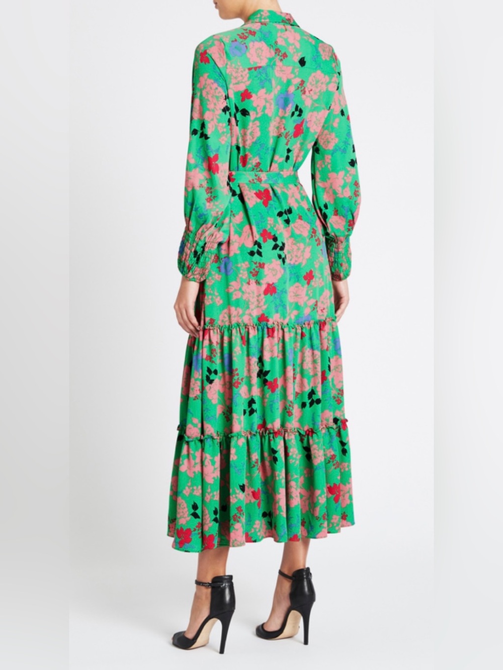 Misa Los Angeles Esmee Dress Green Floral Tie-Waist Maxi Dress Sz XS - Picture 7 of 11